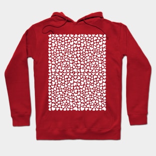 White Love Hearts on Red Hoodie